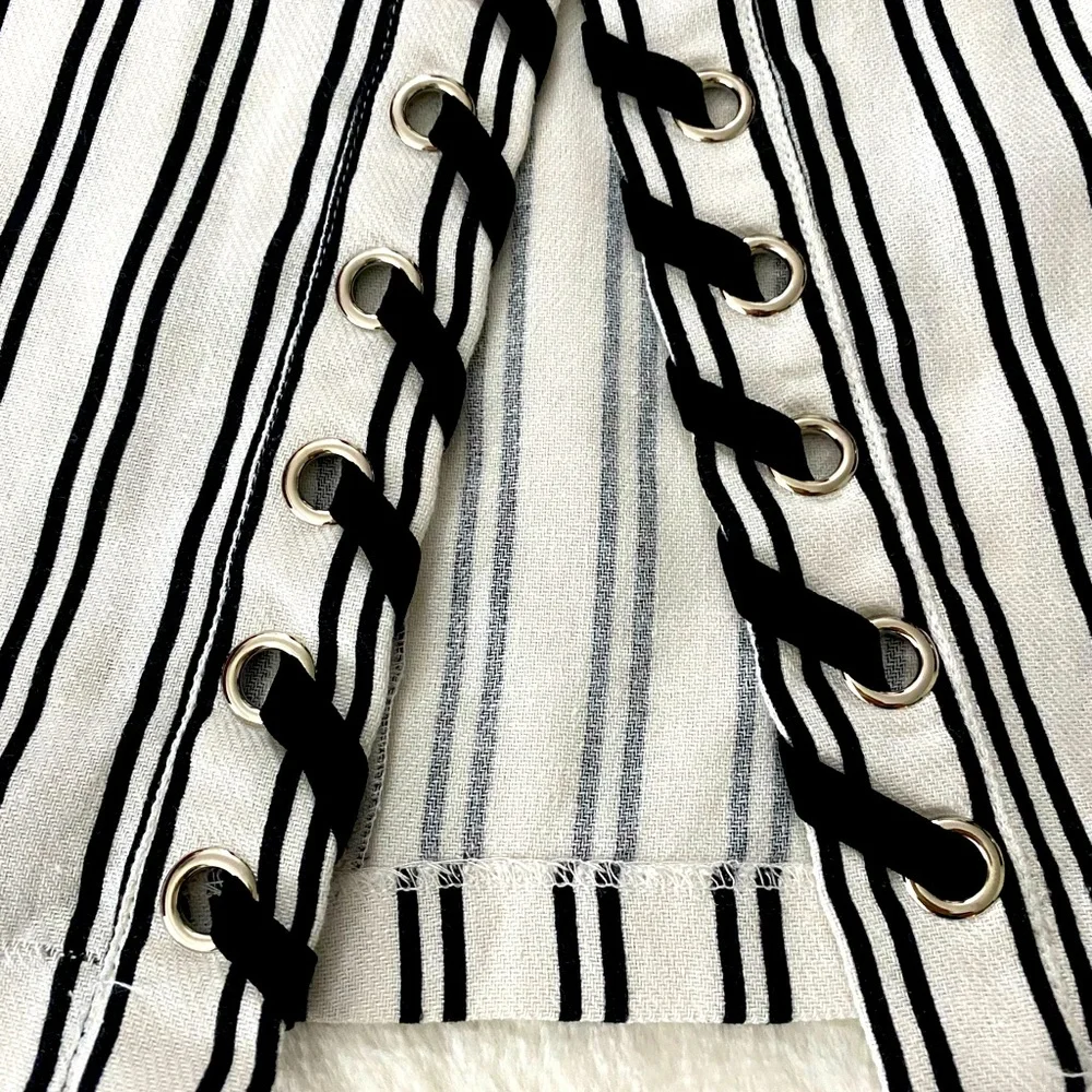 Endless Rose Striped Pencil Skirt with Button Detail - Picture 2 of 6